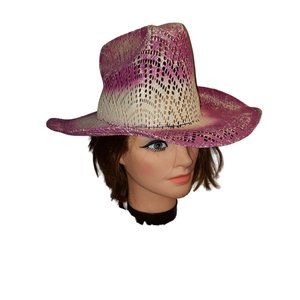 M & A Compant Hecko in Mexico woman's western straw pink & white Hat size 6 3/4